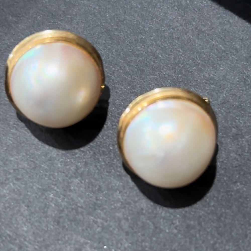 Pearl earring with 14k Gold big earrings